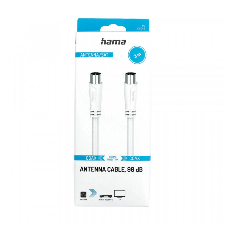 Hama Antennkabel 90dB 3,0m Vit