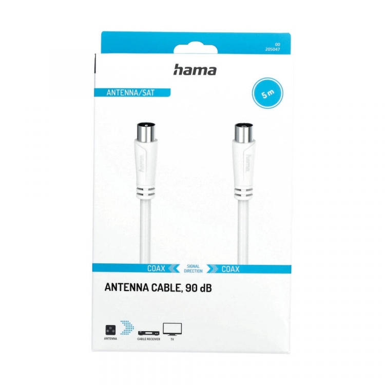 Hama Antennkabel 90dB 5,0m Vit