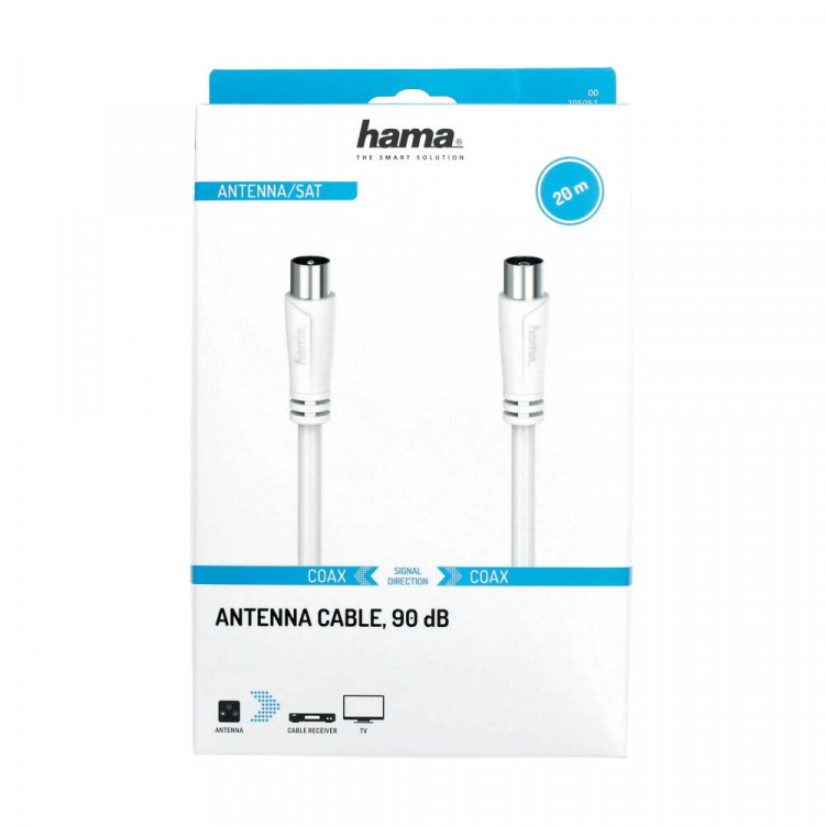 Hama Antennkabel 90dB 20,0m Vit
