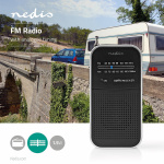 Nedis FM-radio | Portabel design | AM / FM | Batteridriven | Analog | 1.5 W | Svart Vit Skärm | Hörlursuttag | IP20 | Aluminium / Svart