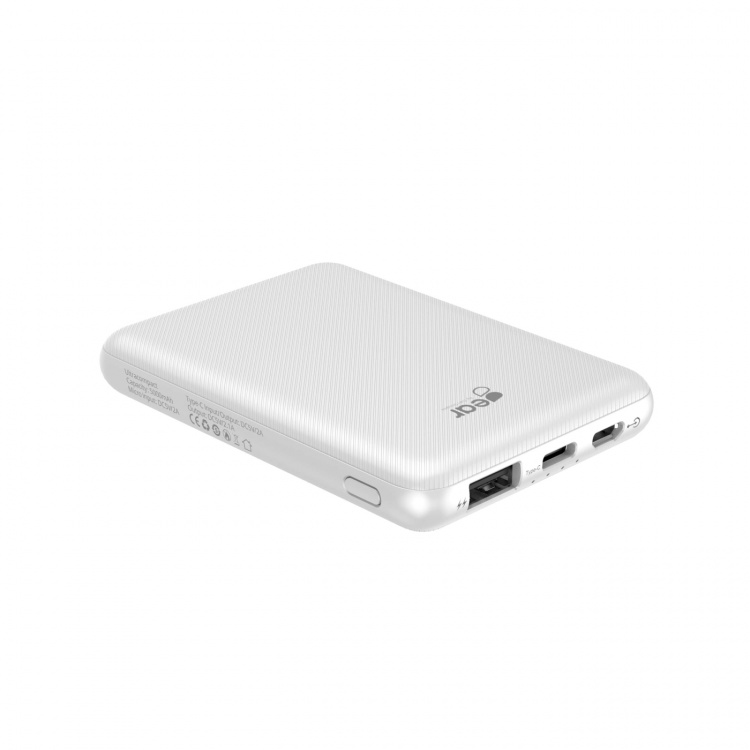 Gear Powerbank 5000mAh LiPolymer Ultracompact 2A 1xUSB-C 1xUSB-A 1xMicroUSB Vit Gear Powerbank 5000mAh LiPolymer Ultracompact 2A 1xUSB-C 1xUSB-A 1xMicroUSB Vit