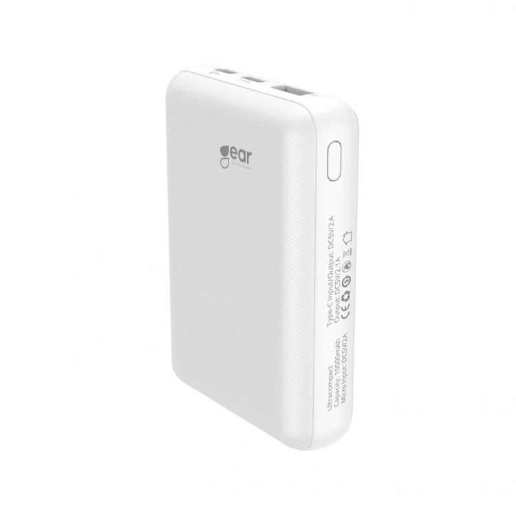 Gear Powerbank 10 000mAh LiPolymer Ultracompact 2.1A 1xUSB-C 1xUSB-A 1xMicroUSB Vit Gear Powerbank 10 000mAh LiPolymer Ultracompact 2.1A 1xUSB-C 1xUSB-A 1xMicroUSB Vit