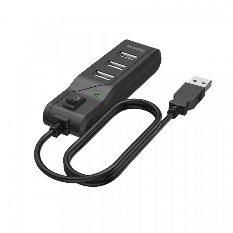 Hama Hub USB-A 2.0 Switch 4x Portar 480 Mbit/s Svart