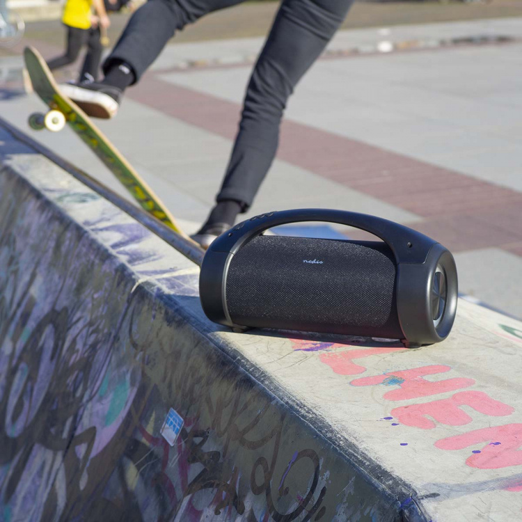 Nedis Bluetooth® Party Boombox | 6 timmar | 2.0 | 150 W | Uppspelning av media: AUX / USB | IPX5 | Synkroniseringsbar | Bärhandtag | Festljus | Svart