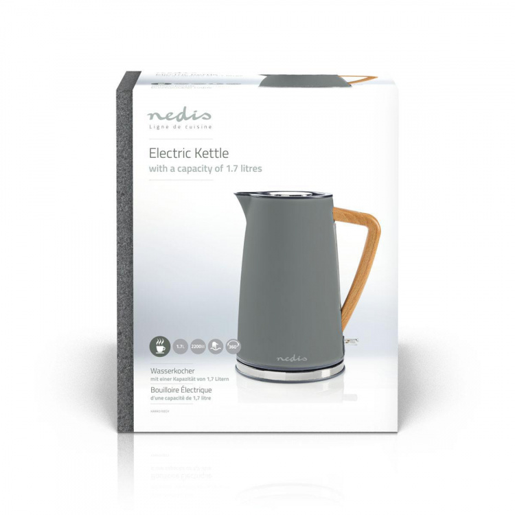 Nedis Vatten kokare | 1.7 l | Soft-Touch | Grå | Roterbar 360 grader | Dolt värmeelement | Strix® kontroll | Koka-tort funktion Nedis Vatten kokare | 1.7 l | Soft-Touch | Grå | Roterbar 360 grader | Dolt värmeelement | Strix® kontroll | Koka-tort funktion