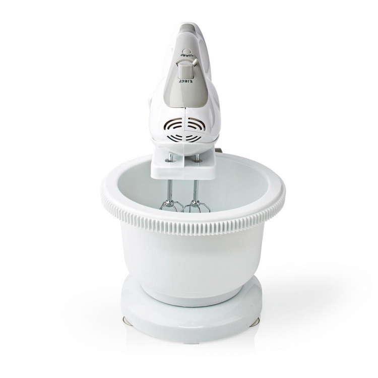 Nedis Hand visp | 200 W | 5 hastighetsinställning | Turbofunktion | Svarvskål / 2 degkrokar / 2 vispar | Grå / Vit