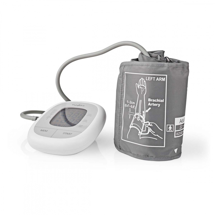 Nedis Blodtrycksmätare | Arm | LCD | 22 - 42 cm | Minnesplatser: 60 | Vit