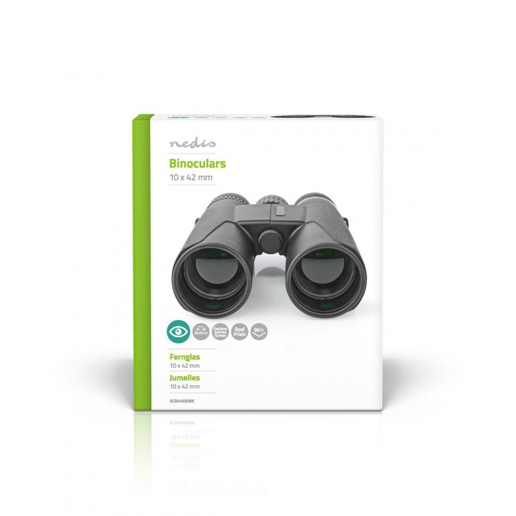 Nedis Binocular | Förstoring: 10 x | Objektivlinsdiameter: 42 mm | Synfält: 96 m | Resväska ingår | Svart