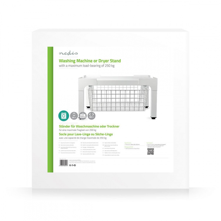 Nedis Stativ för Tvättmaskin och Torktumlare | Trådkorg | 200 kg | Vit