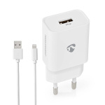 Nedis Väggladdare | 12 W | Snabbladdnings funktion | 1x 2.4 A A | Antal utgångar: 1 | USB-A | Lightning 8-Pin (Lös) Kabel | 1.00 m | Single Voltage Output | Vit Nedis Väggladdare | 12 W | Snabbladdnings funktion | 1x 2.4 A A | Antal utgångar: 1 | USB-A | Lightning 8-Pin (Lös) Kabel | 1.00 m | Single Voltage Output | Vit