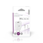 Nedis Väggladdare | 12 W | Snabbladdnings funktion | 1x 2.4 A A | Antal utgångar: 1 | USB-A | Lightning 8-Pin (Lös) Kabel | 1.00 m | Single Voltage Output | Vit Nedis Väggladdare | 12 W | Snabbladdnings funktion | 1x 2.4 A A | Antal utgångar: 1 | USB-A | Lightning 8-Pin (Lös) Kabel | 1.00 m | Single Voltage Output | Vit
