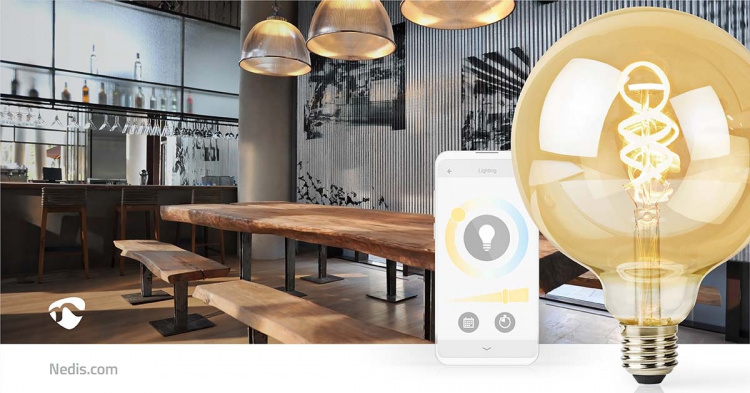 Nedis SmartLife LED vintage lampa | E27 | 360 lm | 4.90 W | Varm till cool vit | 1800 - 6500 K | Glas | Android™ / IOS | Globe | 1 st