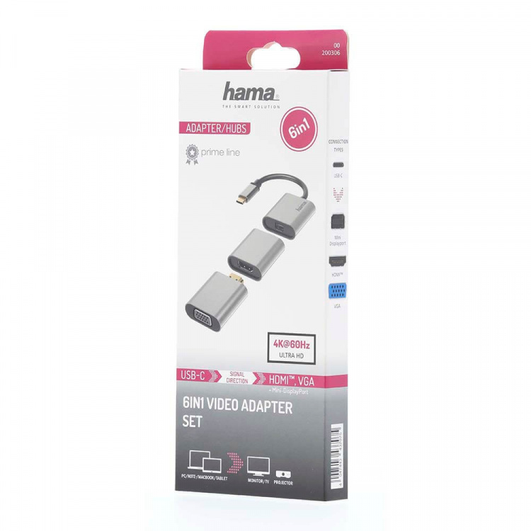 Hama Video Adapter Set 6in1 USB-C Mini-DisplayPort HDMI VGA Hama Video Adapter Set 6in1 USB-C Mini-DisplayPort HDMI VGA