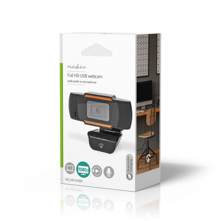 Nedis Webbkamera | Full HD@30fps | Fast Fokus | Inbyggd mikrofon | Svart