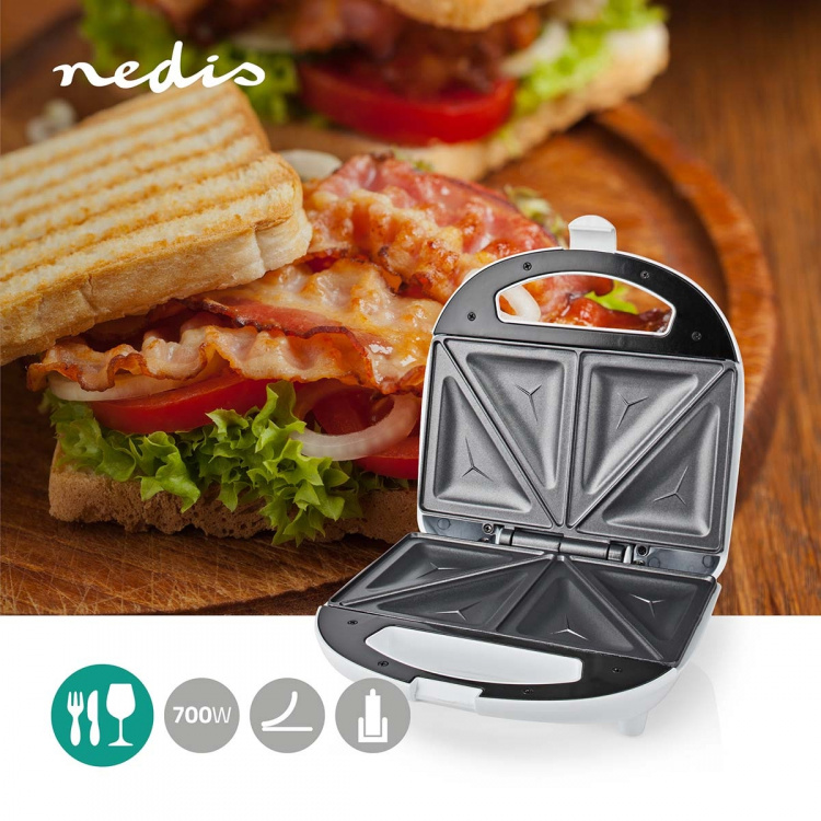 Nedis Smörgåsgrill | 700 W | 20.5 x 12 cm | Automatisk temperaturkontroll | ABS