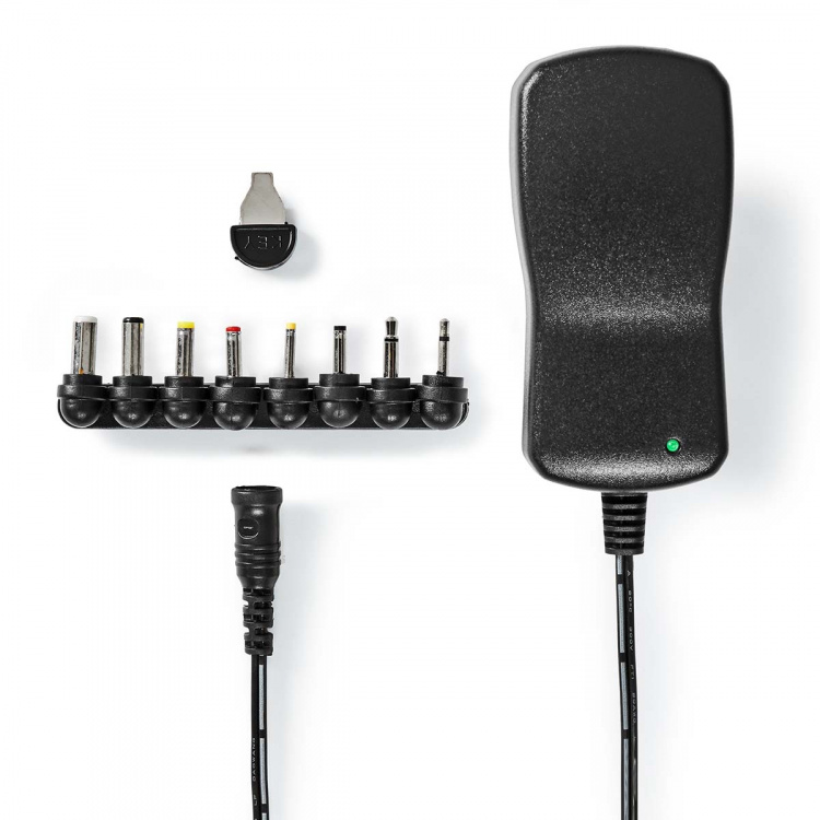 Nedis Universal nätadapter | 18 W | 3 - 12 V DC | 1.10 m | 1.5 A | 8 plug(s) | Svart