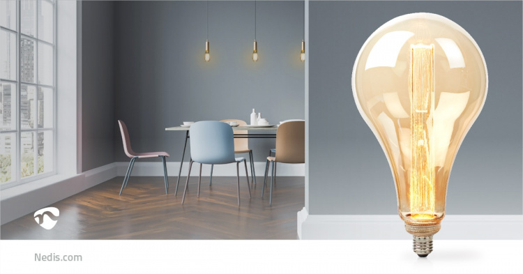 Nedis LED Glödlampa E27 | PS165 | 3.5 W | 120 lm | 1800 K | Dimbar | Med guld finish | Retrostil | 1 st Nedis LED Glödlampa E27 | PS165 | 3.5 W | 120 lm | 1800 K | Dimbar | Med guld finish | Retrostil | 1 st