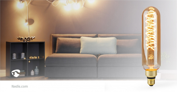 Nedis LED Glödlampa E27 | T65 | 8.5 W | 600 lm | 2000 K | Dimbar | Med guld finish | Retrostil | 1 st