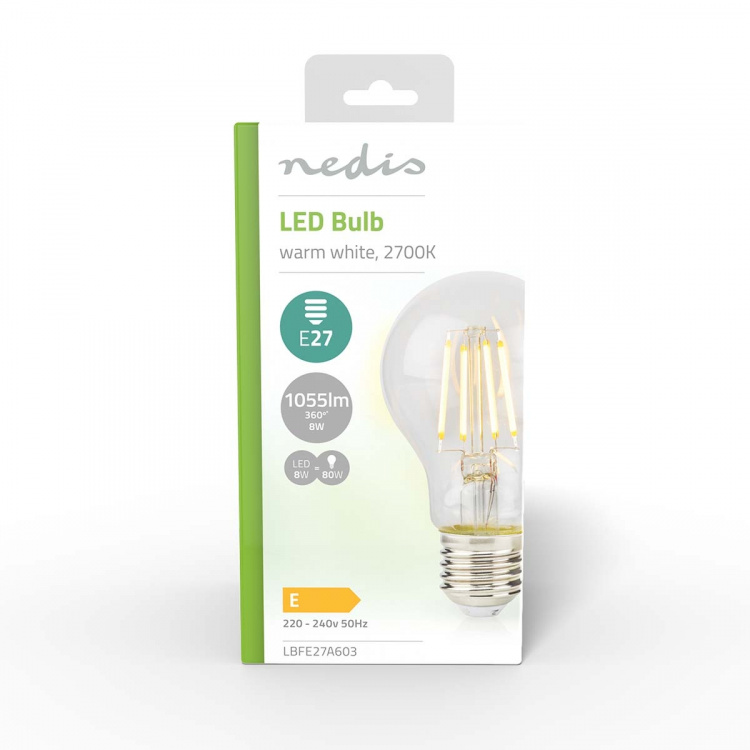 Nedis LED Glödlampa E27 | A60 | 8 W | 1055 lm | 2700 K | Varm Vit | Retrostil | 1 st