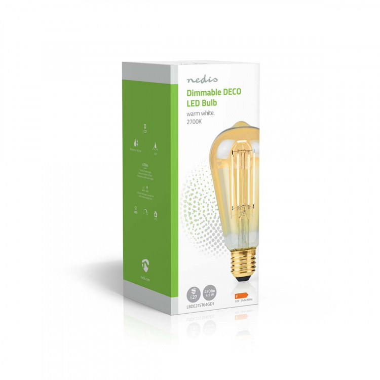 Nedis LED Glödlampa E27 | ST64 | 4.9 W | 470 lm | 2100 K | Dimbar | Extra varm vit | Retrostil | 1 st