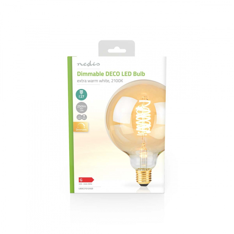 Nedis LED Glödlampa E27 | G125 | 3.8 W | 250 lm | 2100 K | Dimbar | Extra varm vit | Retrostil | 1 st Nedis LED Glödlampa E27 | G125 | 3.8 W | 250 lm | 2100 K | Dimbar | Extra varm vit | Retrostil | 1 st