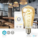 Nedis SmartLife LED vintage lampa | E27 | 360 lm | 4.90 W | Varm till cool vit | 1800 - 6500 K | Glas | Android™ / IOS | ST64 | 1 st