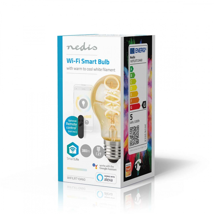 Nedis SmartLife LED vintage lampa | E27 | 360 lm | 4.90 W | Varm till cool vit | 1800 - 6500 K | Glas | Android™ / IOS | Glödlampa | 1 st Nedis SmartLife LED vintage lampa | E27 | 360 lm | 4.90 W | Varm till cool vit | 1800 - 6500 K | Glas | Android™ / IOS | Glödlampa | 1 st