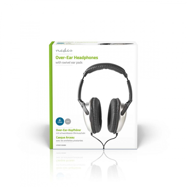 Nedis Over-Ear Wired hörlurar | 3.5 mm | Kabellängd: 2.70 m | Volymkontroll | Silver / Svart