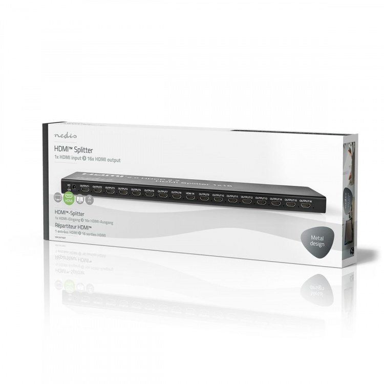 Nedis HDMI ™ Splitter | 16 port(s) | USB-A Female / 16x HDMI™ Output | 4K@60Hz | 18 Gbps | Metall | Antracit Nedis HDMI ™ Splitter | 16 port(s) | USB-A Female / 16x HDMI™ Output | 4K@60Hz | 18 Gbps | Metall | Antracit