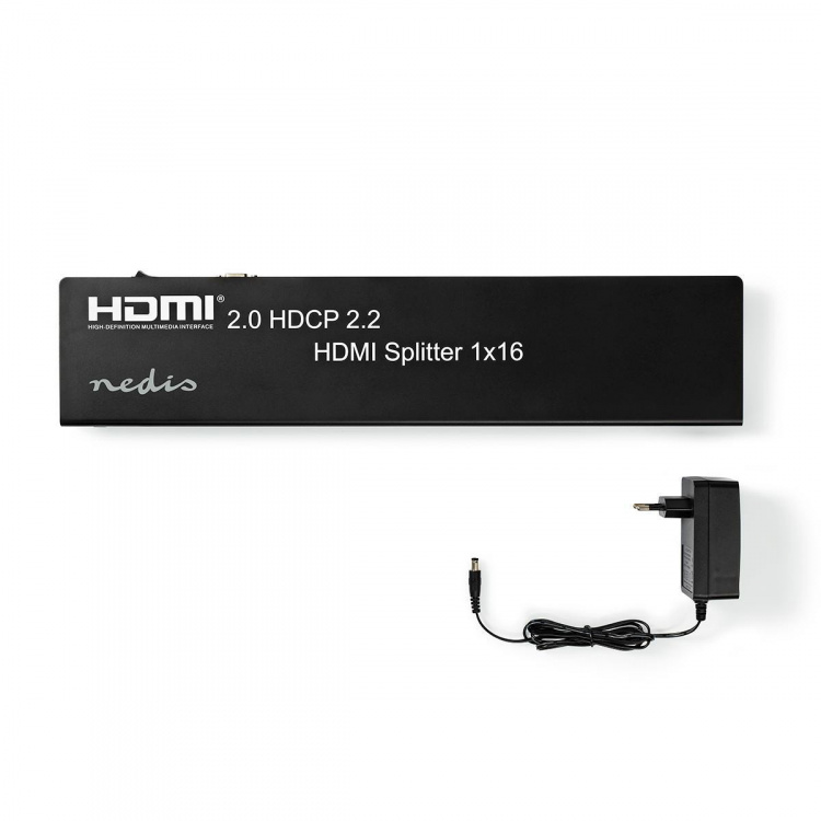 Nedis HDMI ™ Splitter | 16 port(s) | USB-A Female / 16x HDMI™ Output | 4K@60Hz | 18 Gbps | Metall | Antracit Nedis HDMI ™ Splitter | 16 port(s) | USB-A Female / 16x HDMI™ Output | 4K@60Hz | 18 Gbps | Metall | Antracit