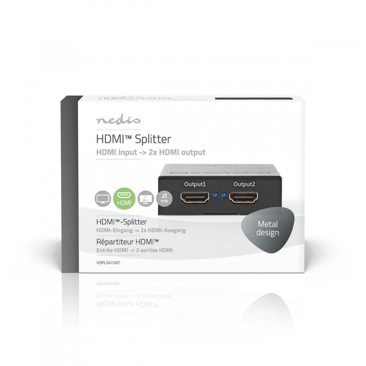 Nedis HDMI ™ Splitter | 2-Port port(s) | 2x HDMI™ Output | 4K@60Hz | 18 Gbps | Metall | Antracit Nedis HDMI ™ Splitter | 2-Port port(s) | 2x HDMI™ Output | 4K@60Hz | 18 Gbps | Metall | Antracit