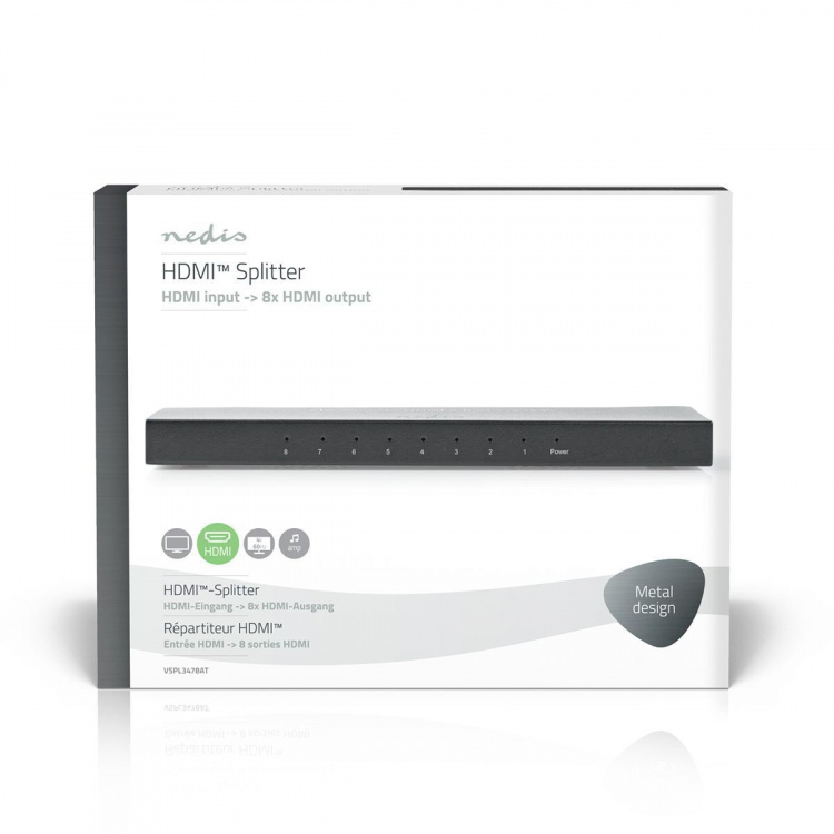 Nedis HDMI ™ Splitter | 8-Port port(s) | 8x HDMI™ Output | 4K@60Hz | 18 Gbps | Metall | Antracit Nedis HDMI ™ Splitter | 8-Port port(s) | 8x HDMI™ Output | 4K@60Hz | 18 Gbps | Metall | Antracit