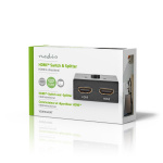 Nedis HDMI ™ Switch | 3-Port port(s) | 1x HDMI™ Input / 2x HDMI™ Input | 1x HDMI™ Output / 2x HDMI™ Output | 4K@60Hz | 6 Gbps | Metall | Antracit Nedis HDMI ™ Switch | 3-Port port(s) | 1x HDMI™ Input / 2x HDMI™ Input | 1x HDMI™ Output / 2x HDMI™ Output | 4K@60Hz | 6 Gbps | Metall | Antracit