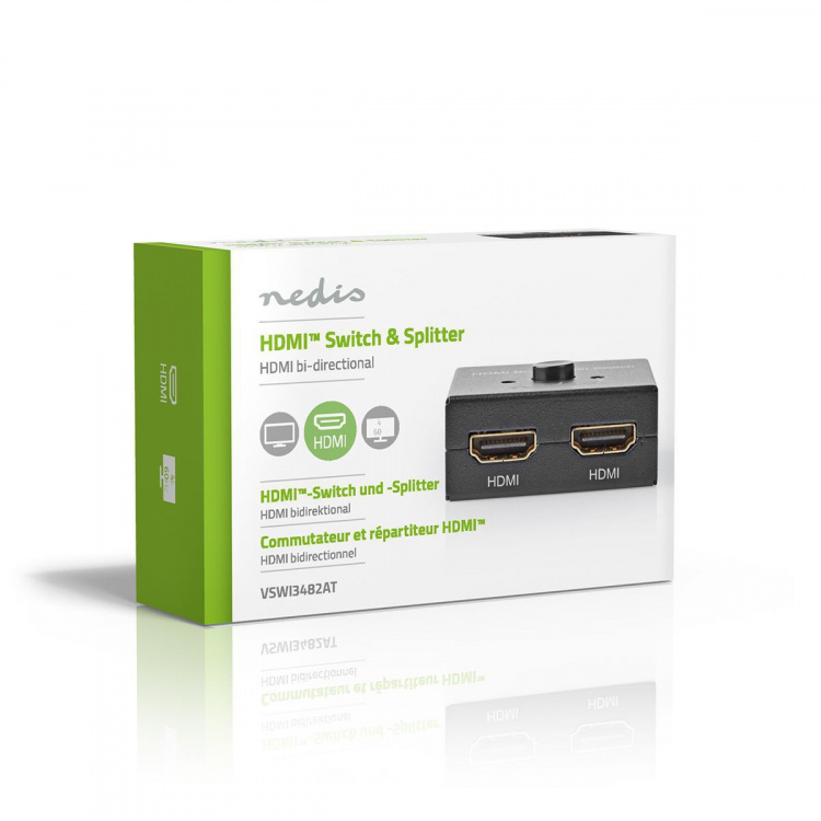 Nedis HDMI ™ Switch | 3-Port port(s) | 1x HDMI™ Input / 2x HDMI™ Input | 1x HDMI™ Output / 2x HDMI™ Output | 4K@60Hz | 6 Gbps | Metall | Antracit Nedis HDMI ™ Switch | 3-Port port(s) | 1x HDMI™ Input / 2x HDMI™ Input | 1x HDMI™ Output / 2x HDMI™ Output | 4K@60Hz | 6 Gbps | Metall | Antracit