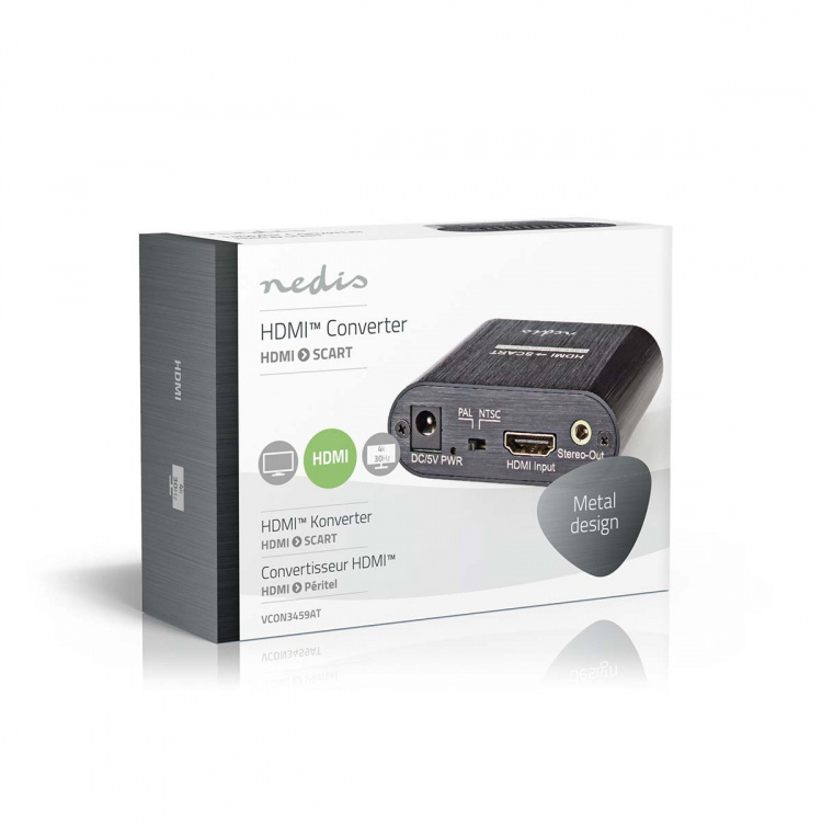 Nedis HDMI ™ Omvandlare | HDMI™ ingång | SCART Hona | Envägs | 480i | 18 Gbps | Metall | Antracit