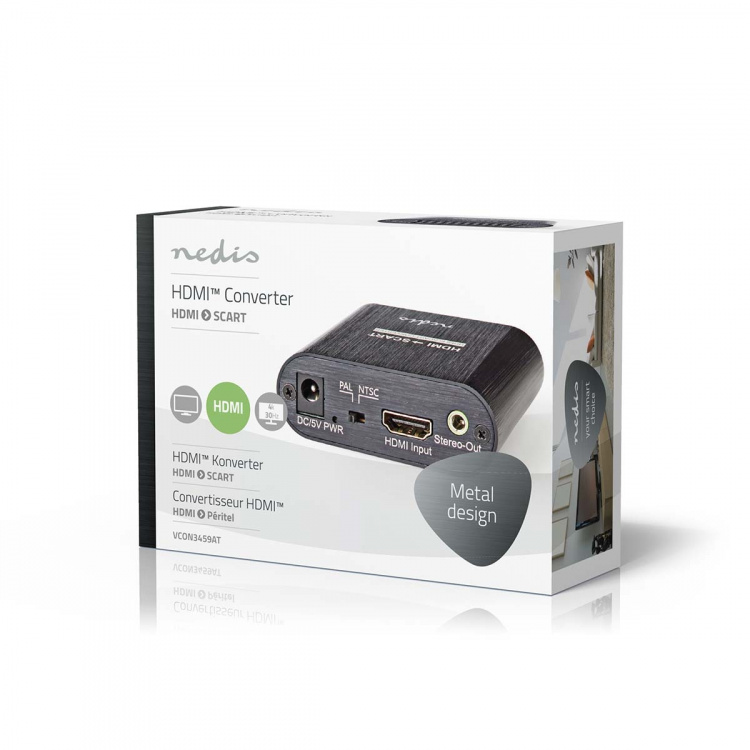 Nedis HDMI ™ Omvandlare | HDMI™ ingång | SCART Hona | Envägs | 480i | 18 Gbps | Metall | Antracit