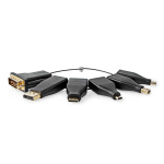 Nedis HDMI™ Adapter | DisplayPort Hane / DVI-D 24+1-Pin Hane / HDMI™ Micro kontakt / HDMI™ Mini kontakt / Mini DisplayPort Hane / USB-C™ Hane | HDMI™ Utgång | Guldplaterad | Rak | PVC | Svart | 1 st. | Låda