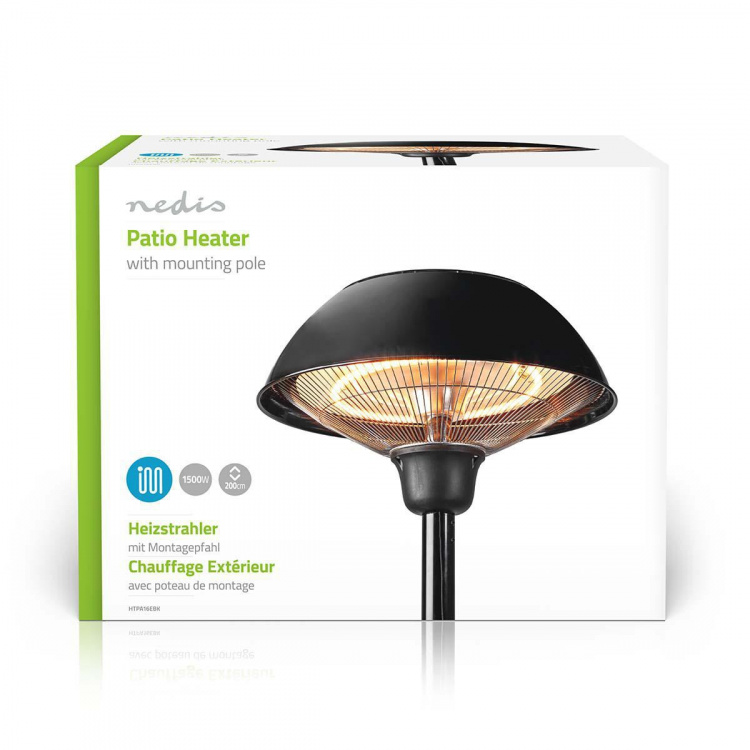 Nedis Patio värmare | 1500 W | 1 Värmeinställning | Skydd för att ramla | IP34 | Svart