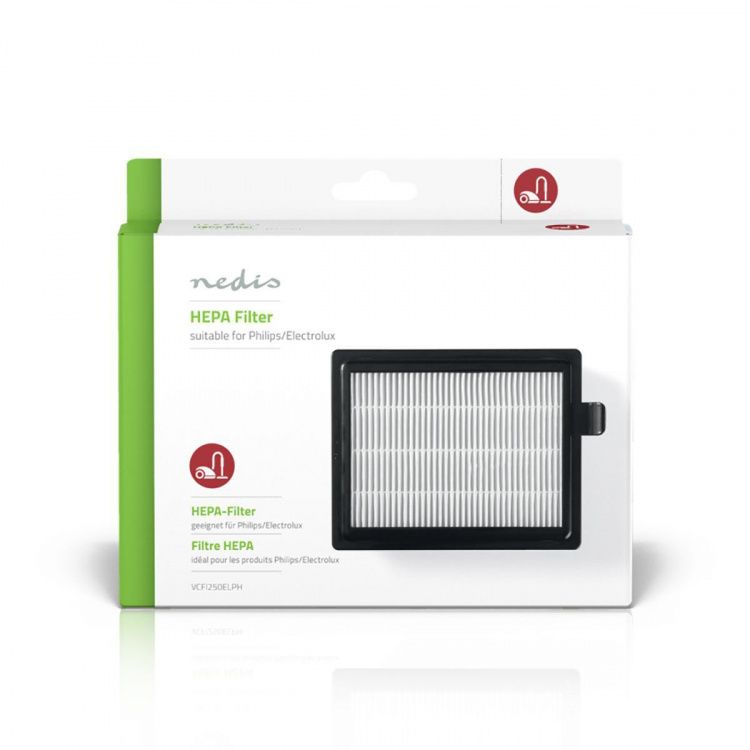 Nedis Ersättnings Active HEPA-filter | Ersättning för: Electrolux / Philips | Svart / Vit