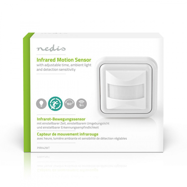 Nedis Rörelsedetektor | Inomhus | 2-wire / 3-Wire | Typ F (CEE 7/7) | 160 ° | 5 - 200 W | 200 W | 500 W | 3 - 2000 Lux | Sensorteknik: PIR | Sensor räckvidd: 0.0 - 9.0 m
