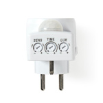 Nedis Rörelsedetektor | Inomhus | Type F (CEE 7/7) | Typ F (CEE 7/7) | 120 ° | 5 - 300 W | 300 W | 1200 W | 3 - 2000 Lux | Sensorteknik: PIR | Sensor räckvidd: 0.0 - 9.0 m