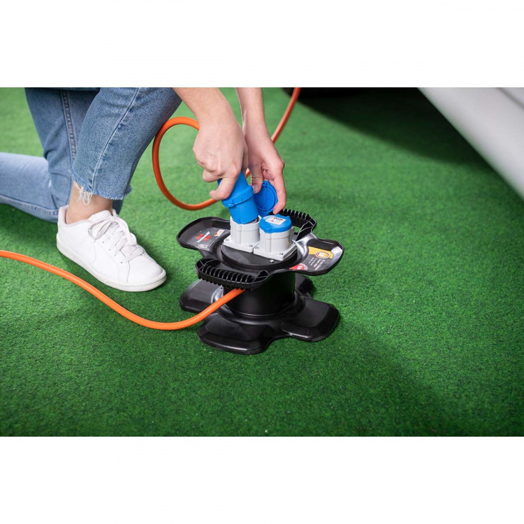 brennenstuhl CEE Kabelupprullare gjord av speciell gummiblandning (10 m kabel i orange, Camping Kabelupprullare för permanent utomhusbruk IP44, 2x CEE-uttag, 3x Uttag)