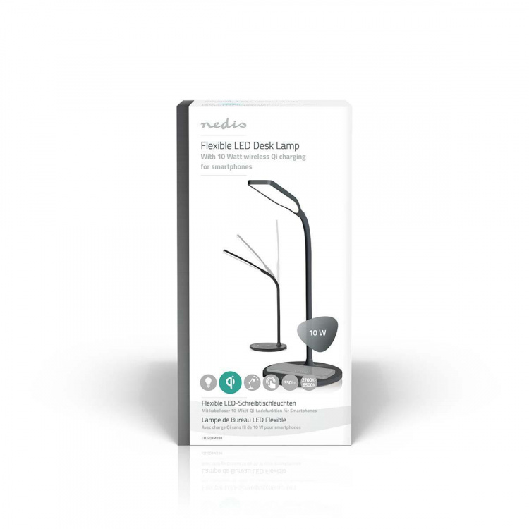 Nedis LED-lampa med trådlös laddare | Dimmer - På enhet | LED / Qi | 10 W | Med dimning | Kall Vit / Natural White / Varm Vit | 2700 - 6500 K