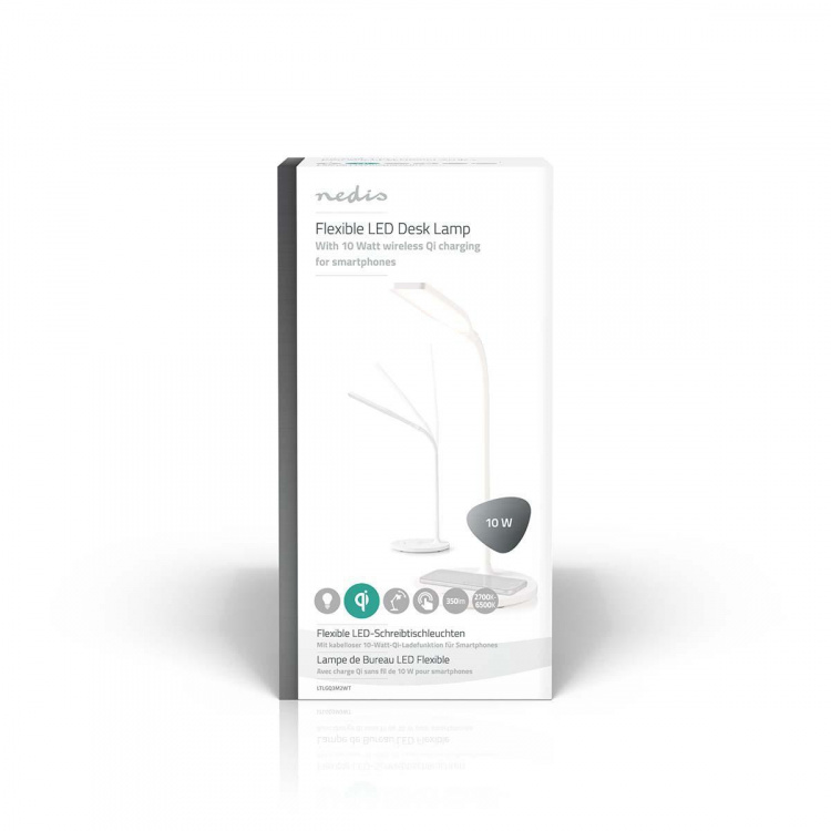 Nedis LED-lampa med trådlös laddare | Dimmer - På enhet | LED / Qi | 10 W | Med dimning | Kall Vit / Natural White / Varm Vit | 2700 - 6500 K