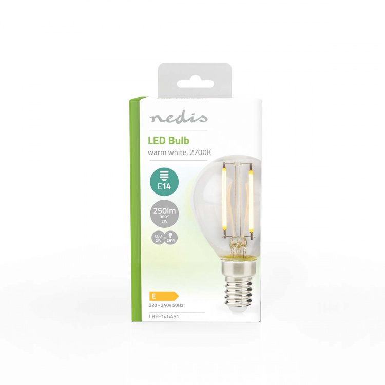 Nedis LED-lampa Lampa E14 | G45 | 2 W | 250 lm | 2700 K | Varm Vit | Retrostil | 1 st. | Tydlig