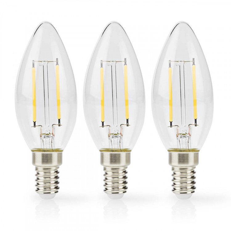 Nedis LED-lampa Lampa E14 | Ljus | 4.5 W | 470 lm | 2700 K | Dimbar | Varm Vit | Retrostil | 3 st. | Tydlig