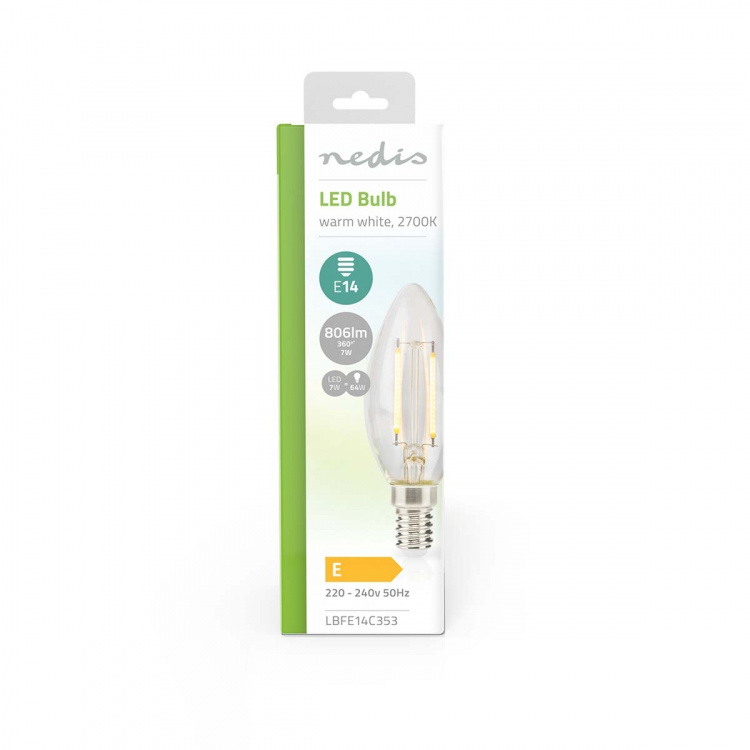 Nedis LED-lampa Lampa E14 | Ljus | 7 W | 806 lm | 2700 K | Varm Vit | Retrostil | 1 st. | Tydlig