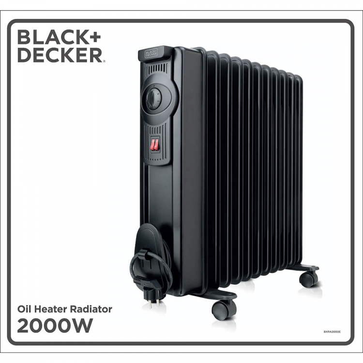 BLACK+DECKER Oljefyllt element 2000W Svart