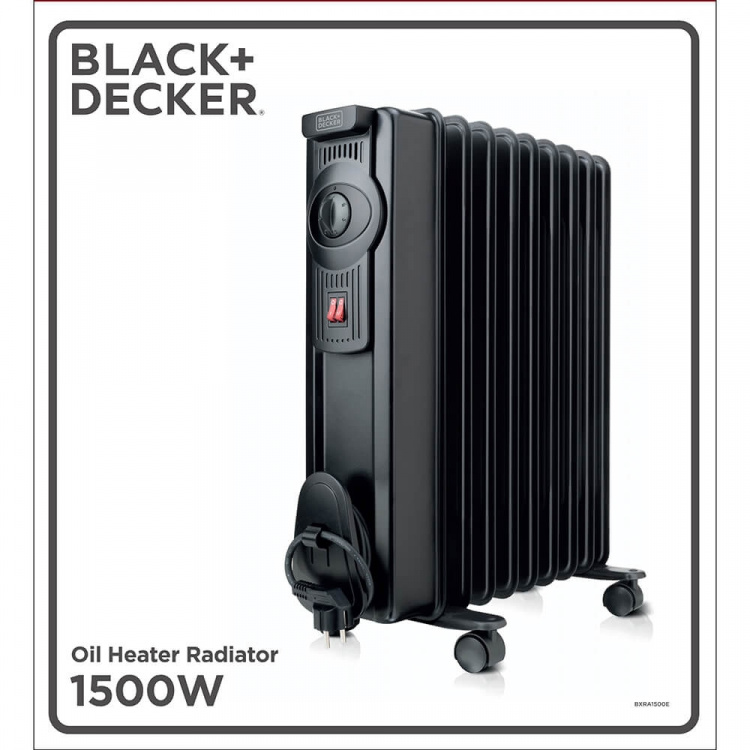 BLACK+DECKER Oljefyllt element 1500W Svart BLACK+DECKER Oljefyllt element 1500W Svart