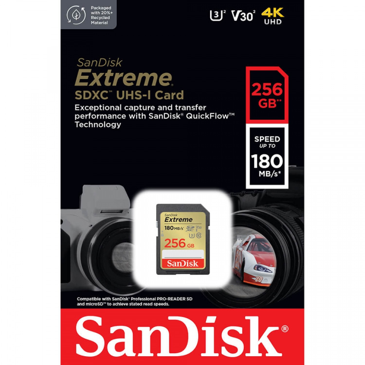 SanDisk SDXC Extreme 256GB 180MB/s UHS-I C10 V30 U3